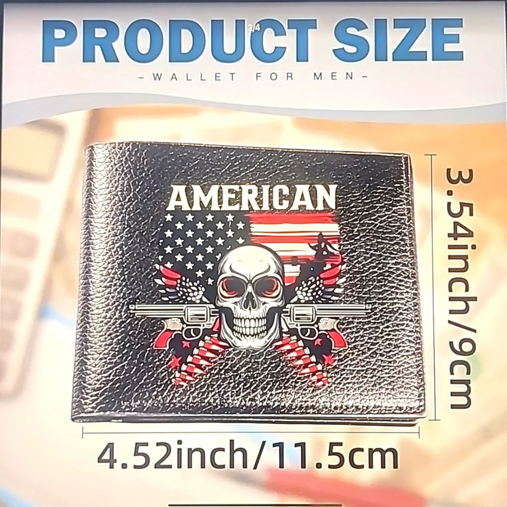 American Flag 💀 ☠️ Skull Bifold Wallet